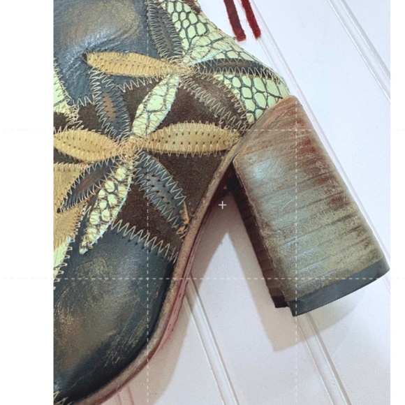 FREE BIRD BY STEVEN JUNO OLIVE MULTI COLOR PATCHWORK TALL BOOTS HANDMADE SIZE 6 - Picture 6 of 13